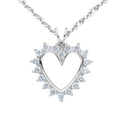 1/2ct diamond 14k solid gold 1 inch heart pendant necklace