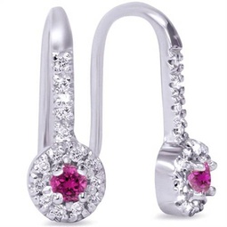 1/3ct pink sapphire & diamond drop earrings 14k white gold