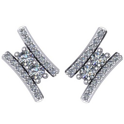 3/8ct forever us 2 stone diamond studs womens earrings 14k white gold 1/2 tall