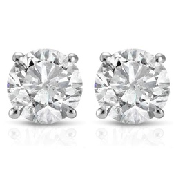 3/4ct natural diamond studs available in 14k white and yellow gold setting