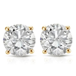 1/2ct round diamond studs earrings in 14k white or yellow gold basket setting