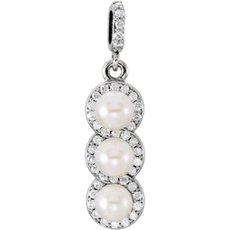 1/4ct diamond 3 pearl pendant halo 14k white gold
