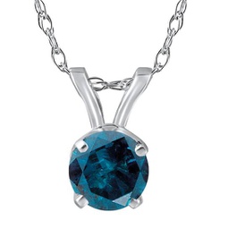 1/2ct blue diamond solitaire 14k white gold pendant