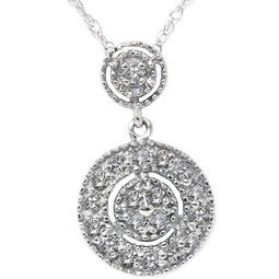 1/4ct diamond halo dangle pendant white gold