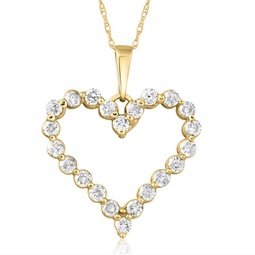 3/4ct diamond heart pendant in white or yellow gold