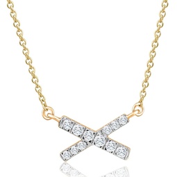 1/5ct tw diamond x cross pendant yellow gold womens necklace 18