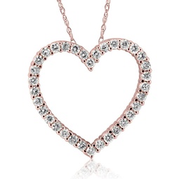 1/2ct diamond heart pendant womens necklace in white, yellow, or rose gold