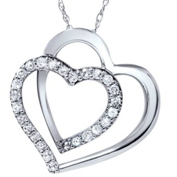 1/4ct diamond heart shape pendant 10k white gold 3/4 tall