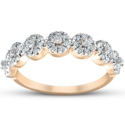 1/2ct diamond halo anniversary stackable diamond wedding ring 10k yellow gold
