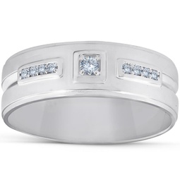 1/4 ct diamond mens wedding band high polished 7mm ring