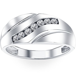 mens 1/3ct diamond wedding ring 10k white gold anniversary band