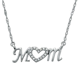 diamond heart mom pendant 10k white gold womens necklace