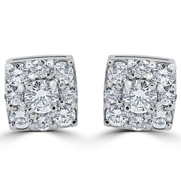 1.20 ct diamond cushion halo studs womens earrings 14k white gold