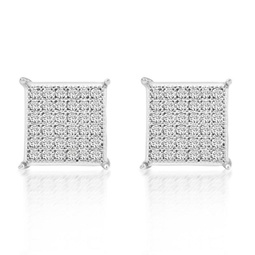 1/3ct pave round cut natural diamond studs screw back white gold womens earrings