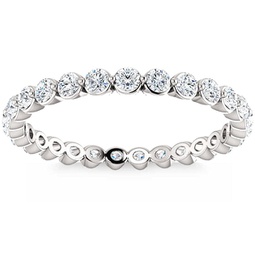 3/4 ct diamond single prong eternity ring wedding stackable band white gold