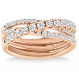 1 cttw diamond crossover ring in 14k rose gold