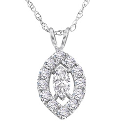 3/8 ct natural marquise halo diamond pendant 14k white gold necklace 1/2 tall