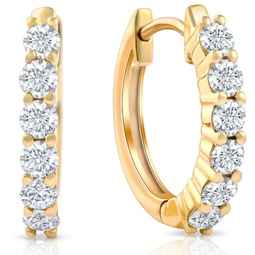 3/4 cttw lab grown diamond hoops in white or yellow gold 1/2 tall