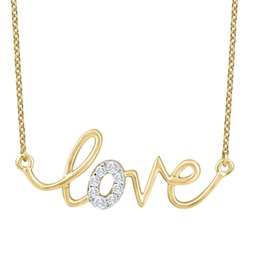 1/10ct diamond love pendant scrip yellow gold lab grown womens 18 necklace
