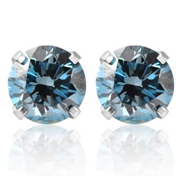 1 ct t.w. blue lab grown diamond studs 14k white gold earrings