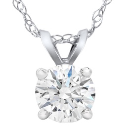 certified 1 1/2ct lab created diamond round solitaire pendant 14k white gold