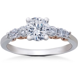 1 1/4 ct diamond lab created vintage engagement ring 14k white & rose gold