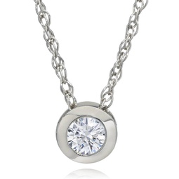 3/8ct bezel solitaire lab created diamond pendant 14k white gold