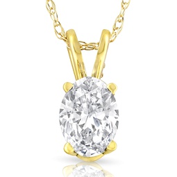 1/2ct certified lab grown oval diamond solitaire pendant yellow gold necklace