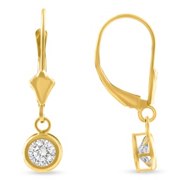 1ct diamond lab grown dangle lever back hoop earrings 14k yellow gold