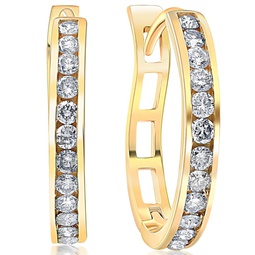 1/2ct diamond hoops in 10k white or yellow gold