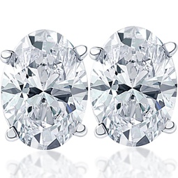 2 ct lab grown oval diamond studs 14k white gold earrings
