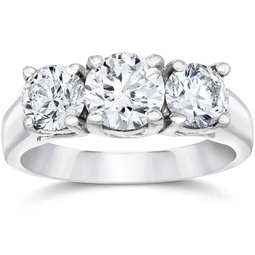 1 3/8ct three stone diamond ring 14k white gold