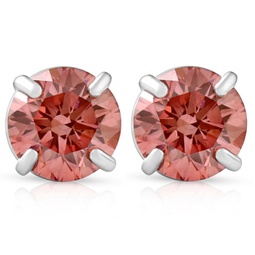 1/2ct pink lab grown diamond screw back studs earrings 14k white gold