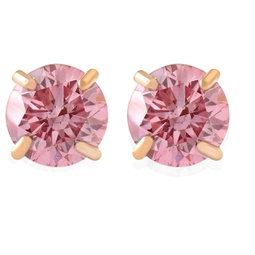 1/2ct pink lab grown diamond screw back studs earrings 14k yellow gold