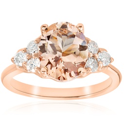 2 1/3 cttw oval morganite & diamond engagement ring 14k rose gold