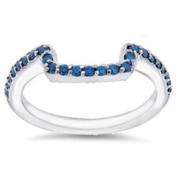 1/4ct blue diamond guard ring 14k white gold
