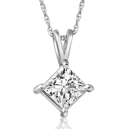 1ct princess cut diamond solitaire pendant 14k white gold necklace lab grown