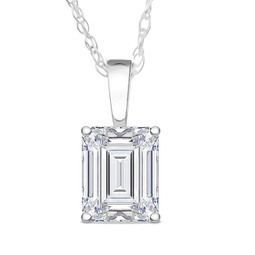 1 ct emerald diamond solitaire pendant 14k white gold lab grown