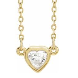 3/8ct bezel solitaire heart shape diamond 14k yellow gold lab grown necklace