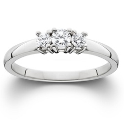 1/2ct three stone diamond ring 14k white gold