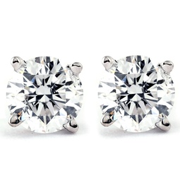 tiny 1/4ct round diamond small stud earrings in 14k white or yellow gold classic setting