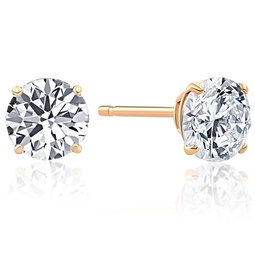 .25ct round brilliant cut natural diamond stud earrings in 14k gold basket setting