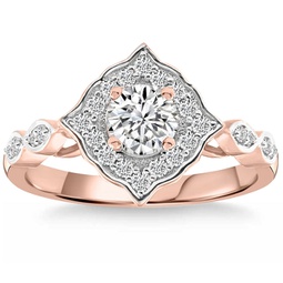 certified .83 ct accent designed diamond ring rose gold lab grown