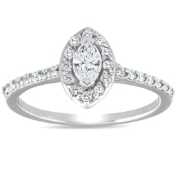 1/2ct halo marquise diamond engagement 14k white gold ring lab grown