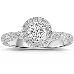 1ct halo diamond accent ring white gold lab grown