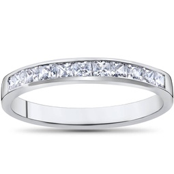princess cut 1/2ct diamond wedding anniversary 14k ring white gold