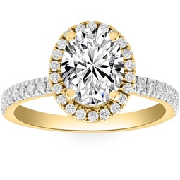 certified 1.50ct oval diamond halo engagement ring yellow gold