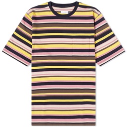 POP Trading Company Striped Pocket T-Shirt Black & Multi