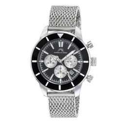 brandon mens stainless steel silver and black watch 1011abrs