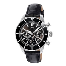 brandon mens leather silver and black watch 1012abrl
